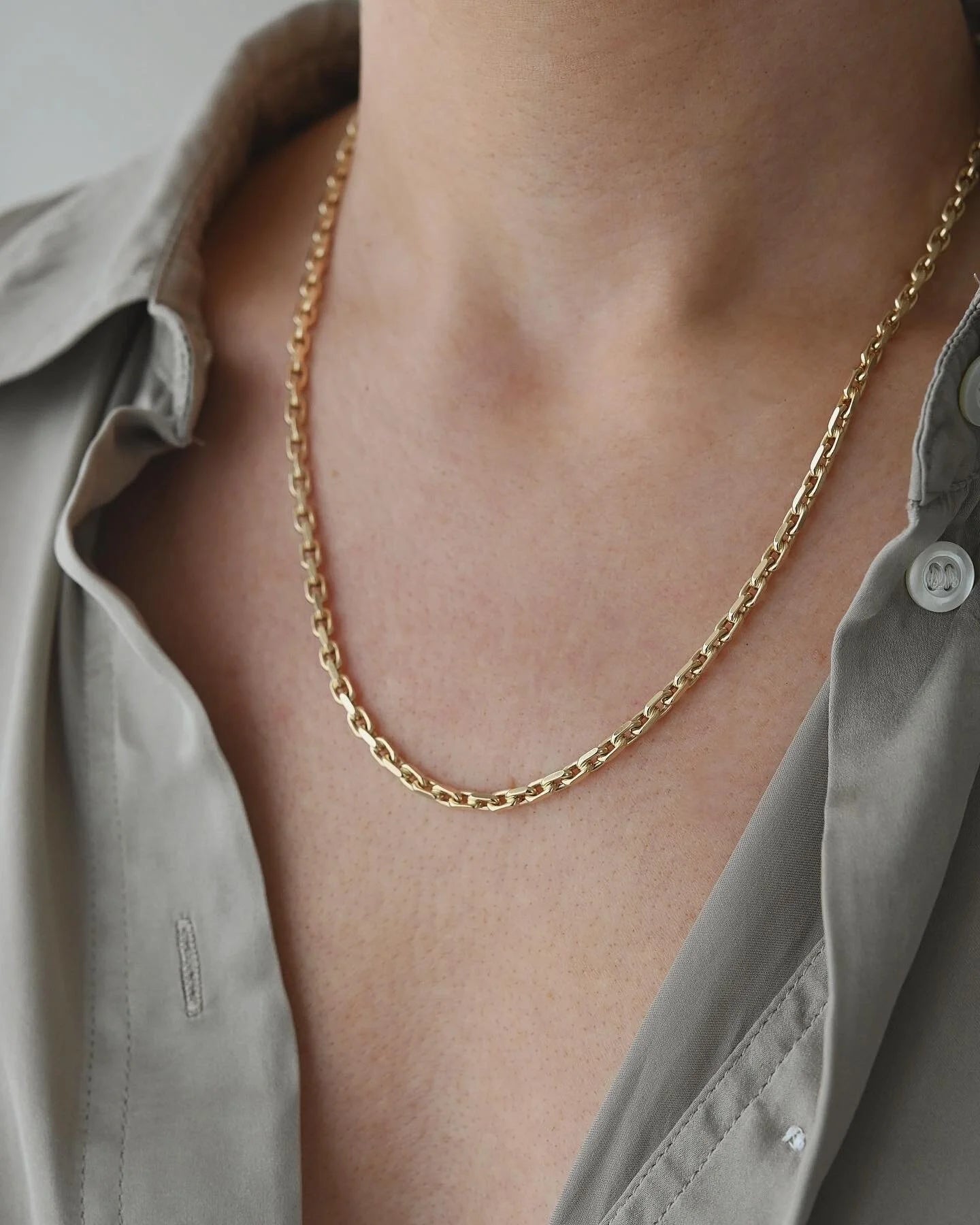 Sublime Long Heavy Danish Vintage Anchor Link Chain 14K Gold
