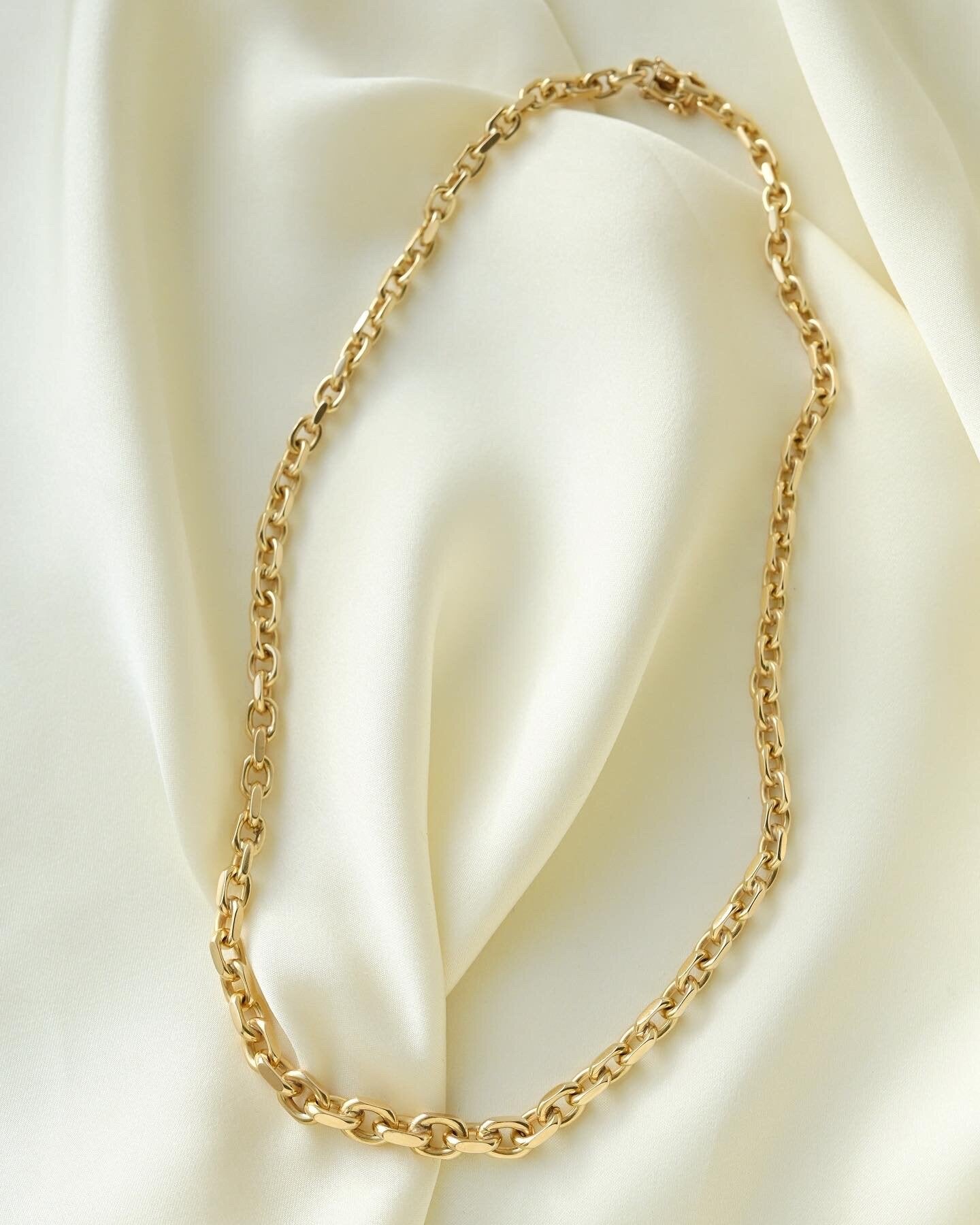 Biiiig Heavy Dream Chain W Graduated Anchor Danish Vintage 14K Gold