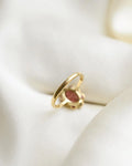 Antique Cluster Ring Tourmaline Diamond x Ruby In Platinum And 18K Gold 1920s