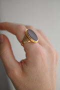 Antique Edwardian Signet Ring Red Agate 18K Gold Sweden 1908