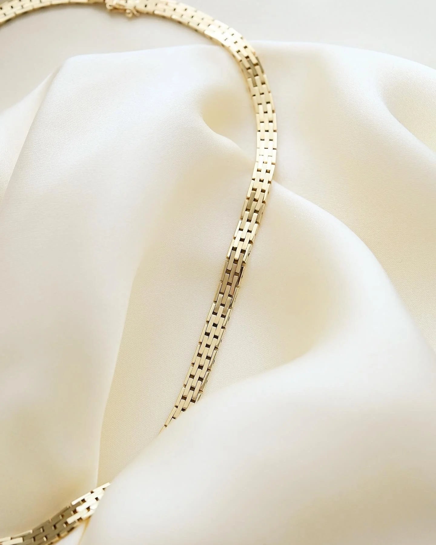 Stylish Danish Brick Link Necklace by N.C. Nielsen 14K Gold 1965