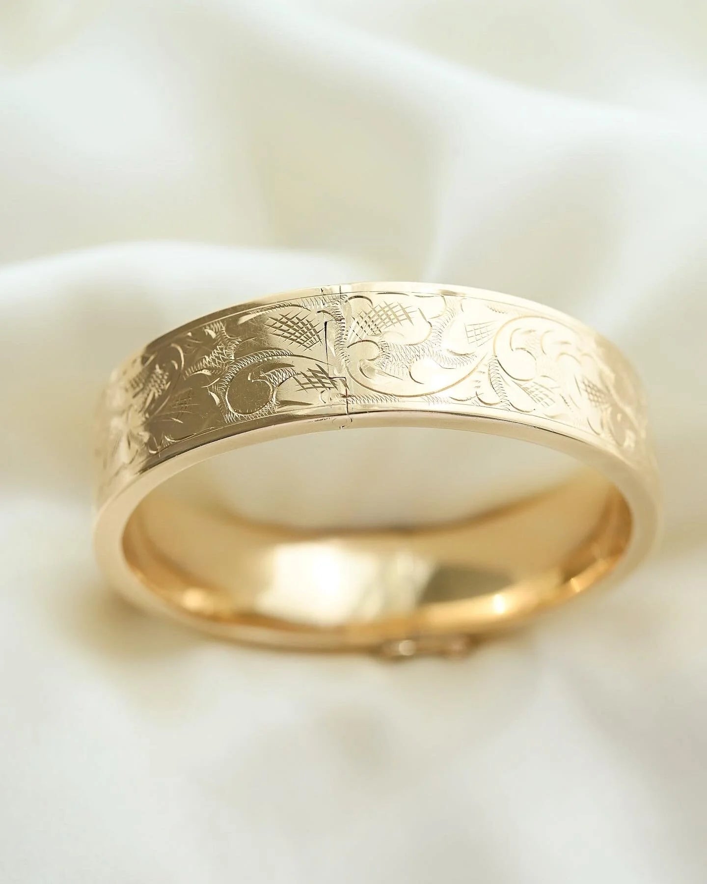 Danish Engraved Bangle by Carl Anton Koch 14K Gold