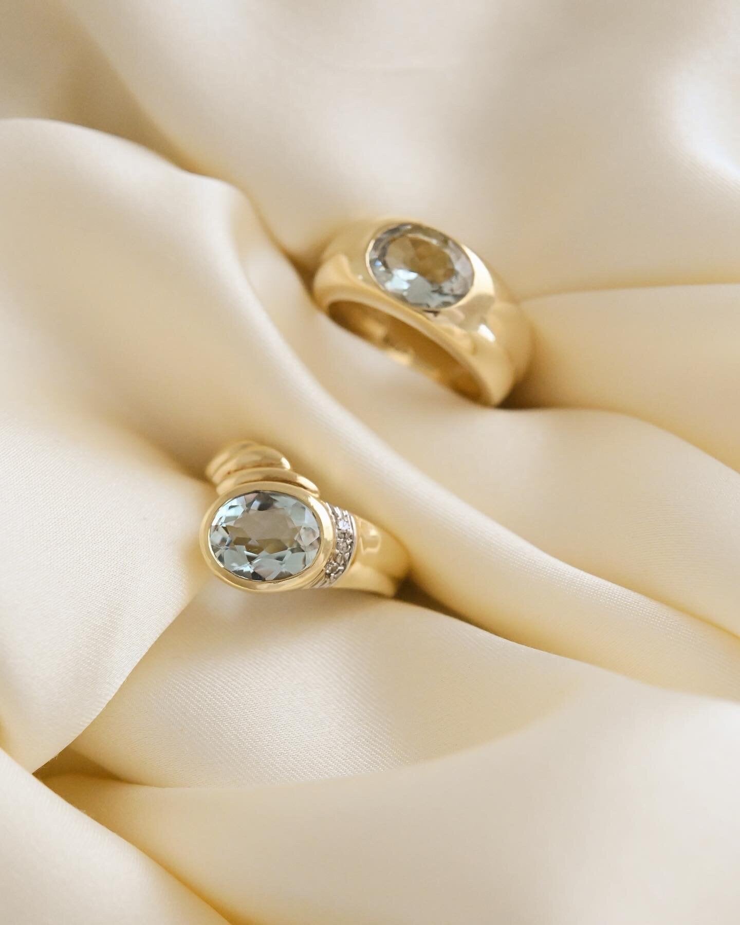 Amazing Vintage Aquamarine Rings 14K Gold