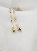 Long Architectural Antique Art Deco Diamonds Earrings 14K Gold x Silver