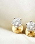 Stunning Diamond Solitaire Studs 0.75 Carats 18K Yellow Gold