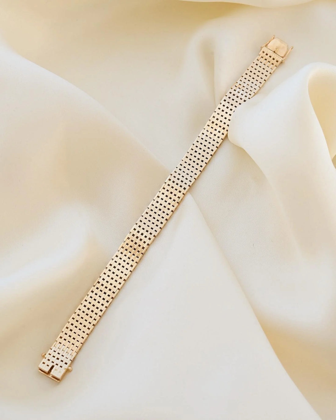 The Perfect Vintage Brick Link Bracelet 14K Gold 1960