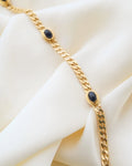 Amazing Star Sapphire Cabochon Vintage Curb Bracelet 18K Gold