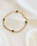 Amazing Star Sapphire Cabochon Vintage Curb Bracelet 18K Gold