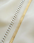 Vintage Curb Link Bracelets One in Silver and One in 18K Gold