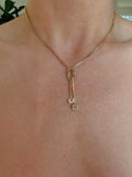 Vintage Dangle Knot Detail Necklace 18K Gold x Natural Crystal Quartz