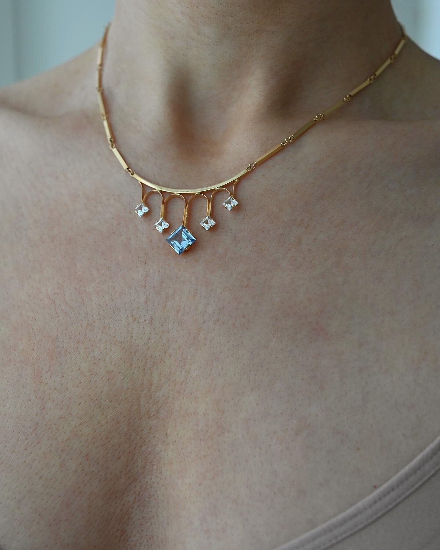 Gorgeous Necklace W Spinel 18K Gold 1950