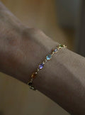 Exquisite Vintage Harlequin Bracelet w Topaz and More 18K Gold Italy