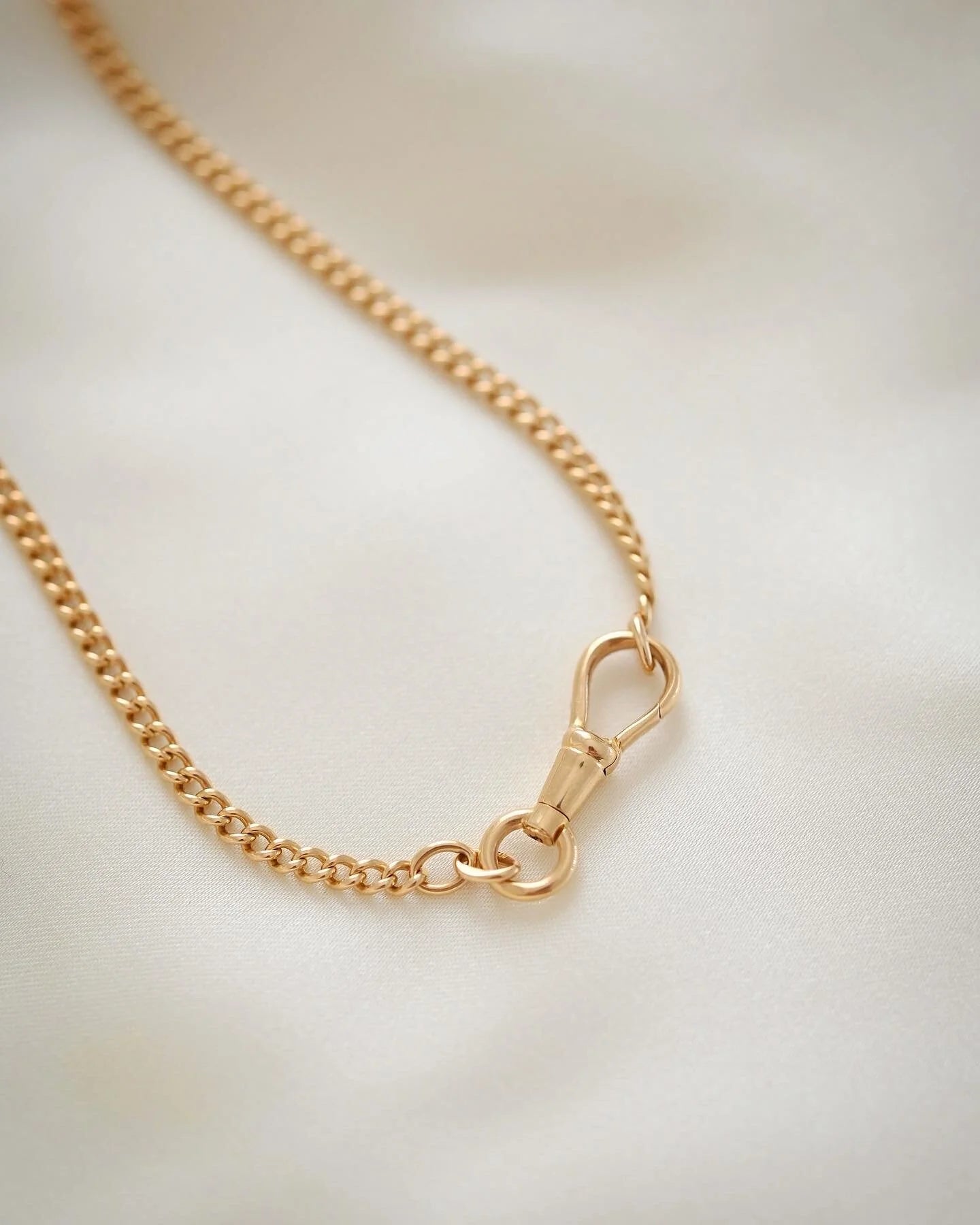 Long Antique 18.4 Inches Swedish Watch Chain 18K Gold