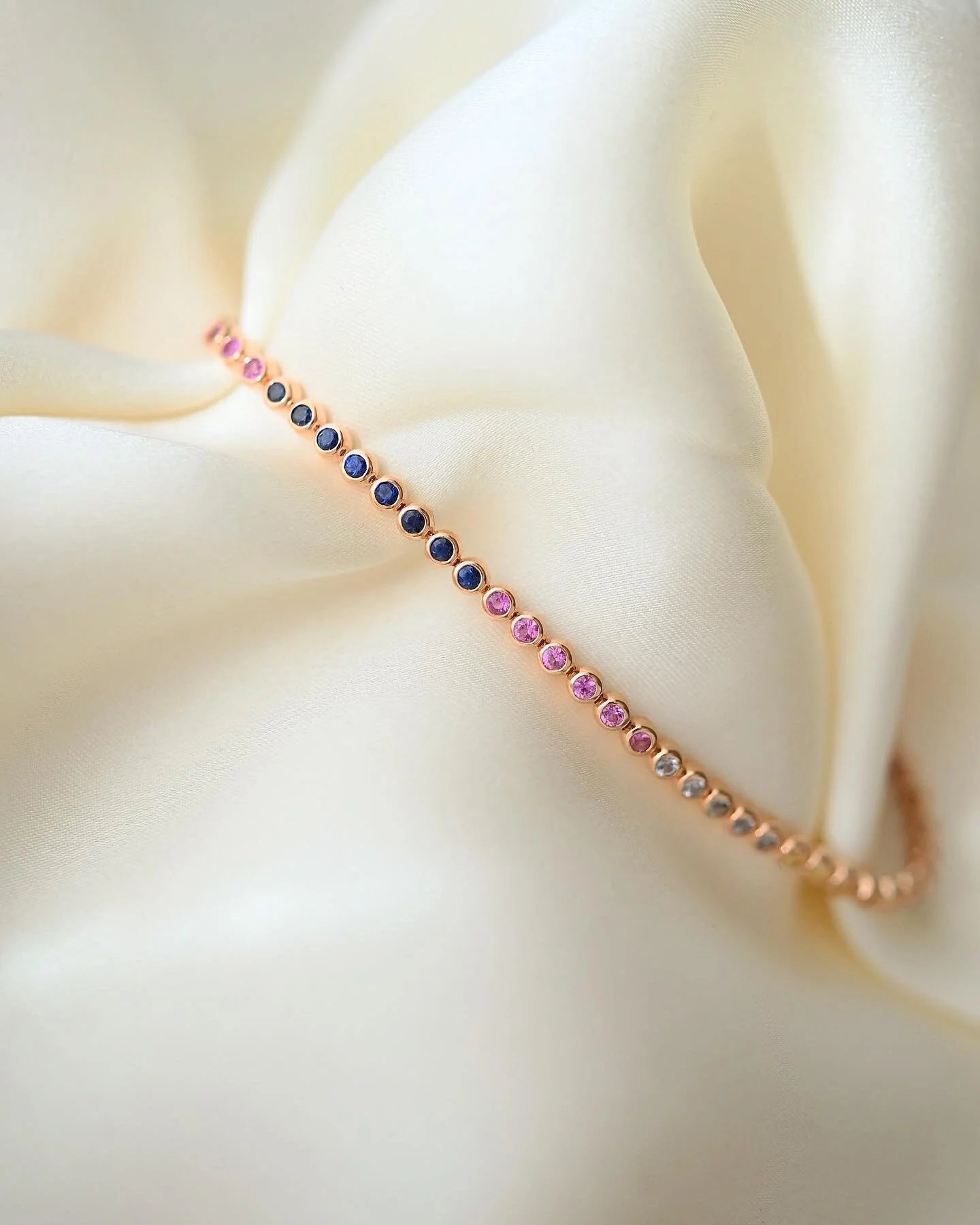 Estate Rainbow Sapphire Bracelet 18K Gold