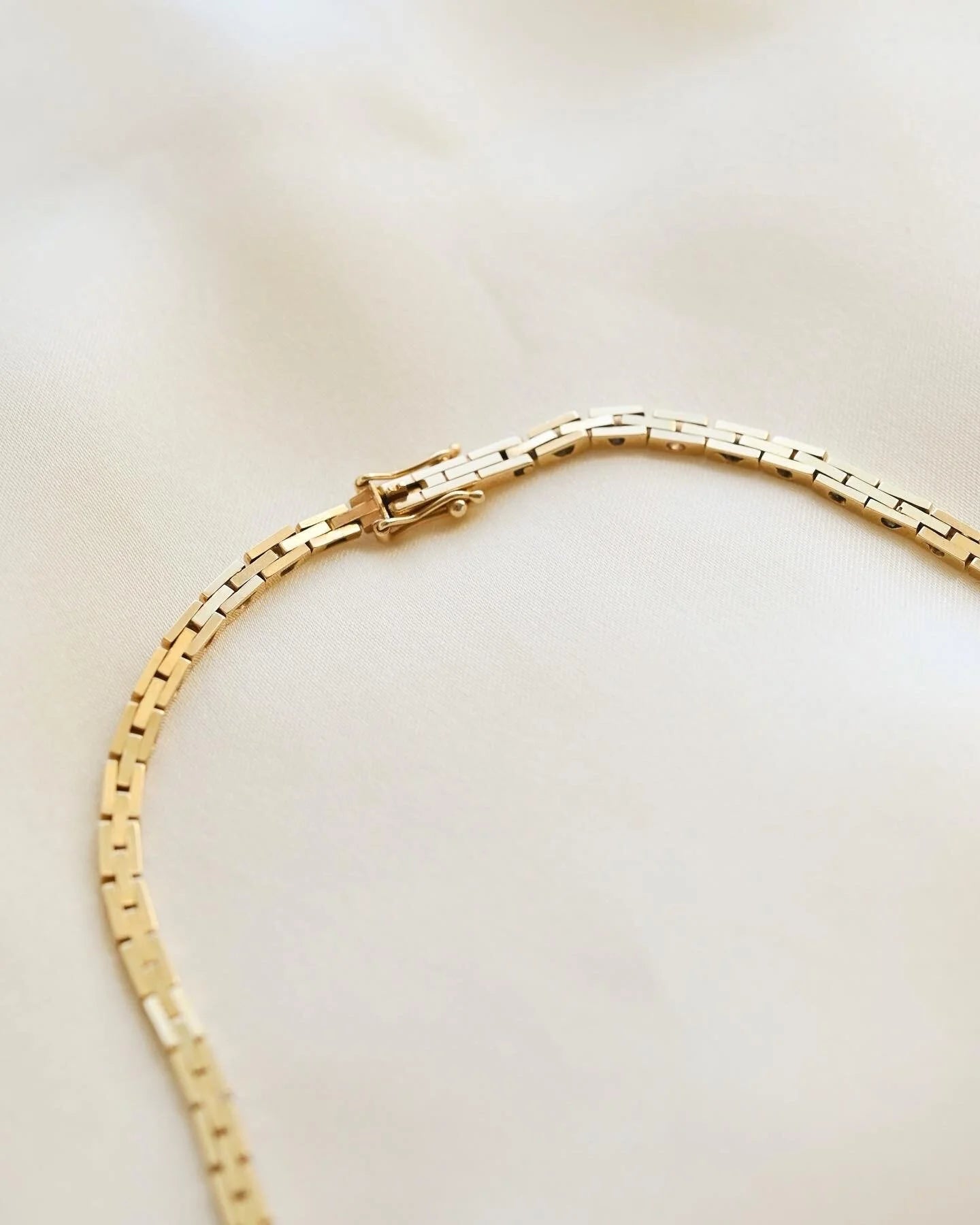 Glowing Gold Baby Brick Necklace Danish Vintage 14K Gold 1970