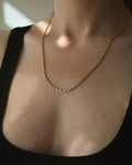 LONG Danish Vintage Anchor Link Necklace 14K Gold