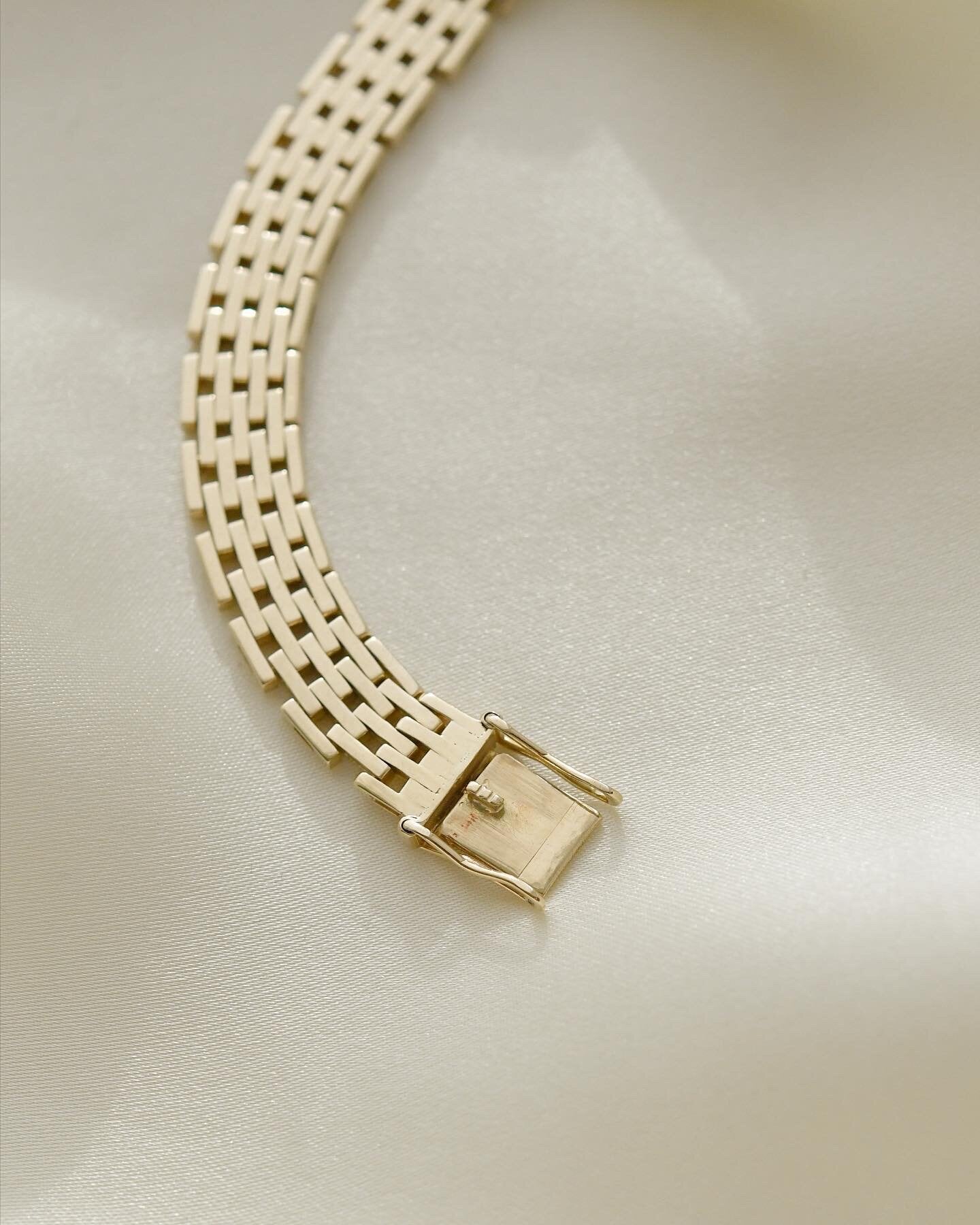 Stunning Danish Vintage Brick Link Bracelet 14K Gold