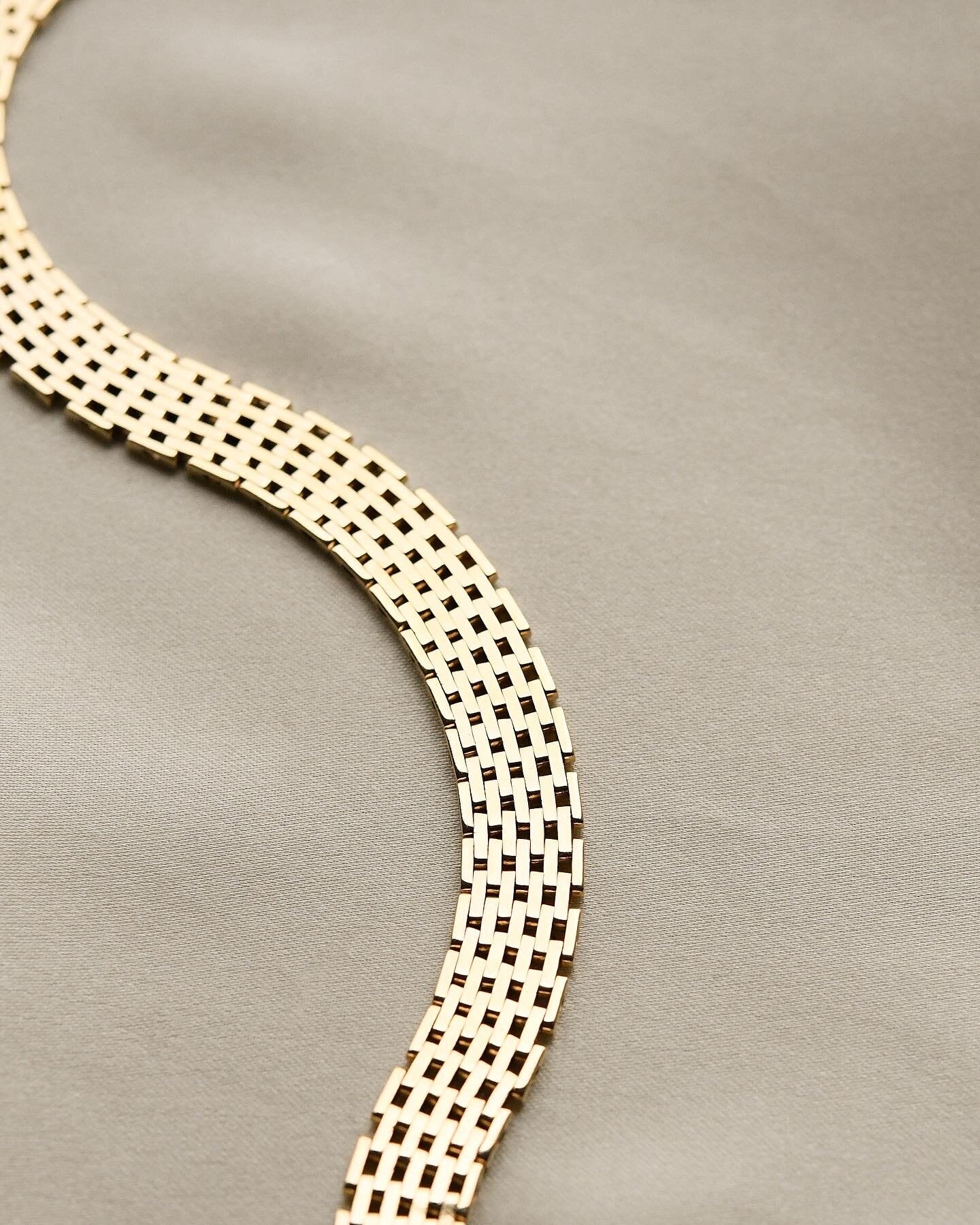 Beautiful Vintage Brick Link Bracelet 14K Gold 1960s