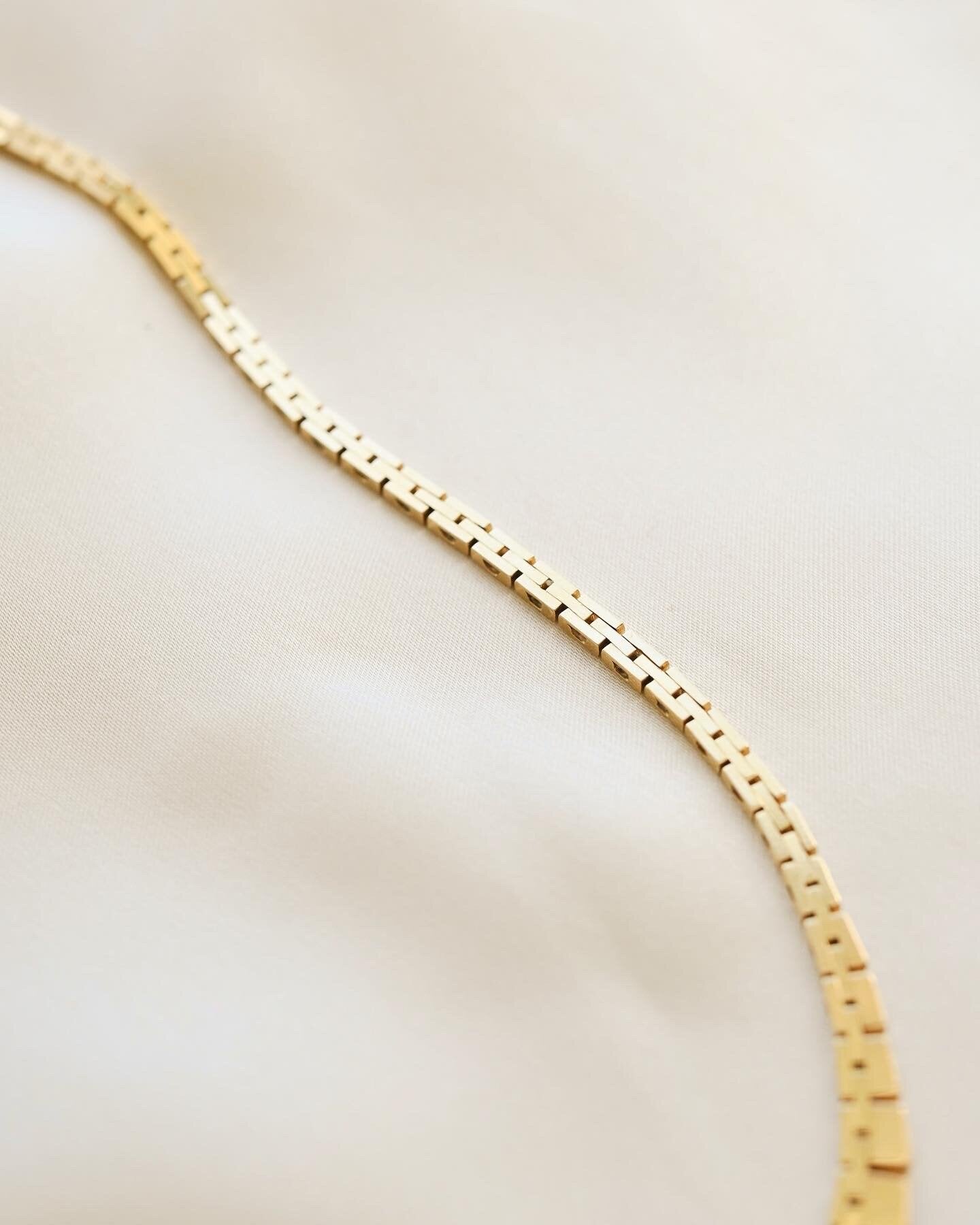 Glowing Gold Baby Brick Necklace Danish Vintage 14K Gold 1970