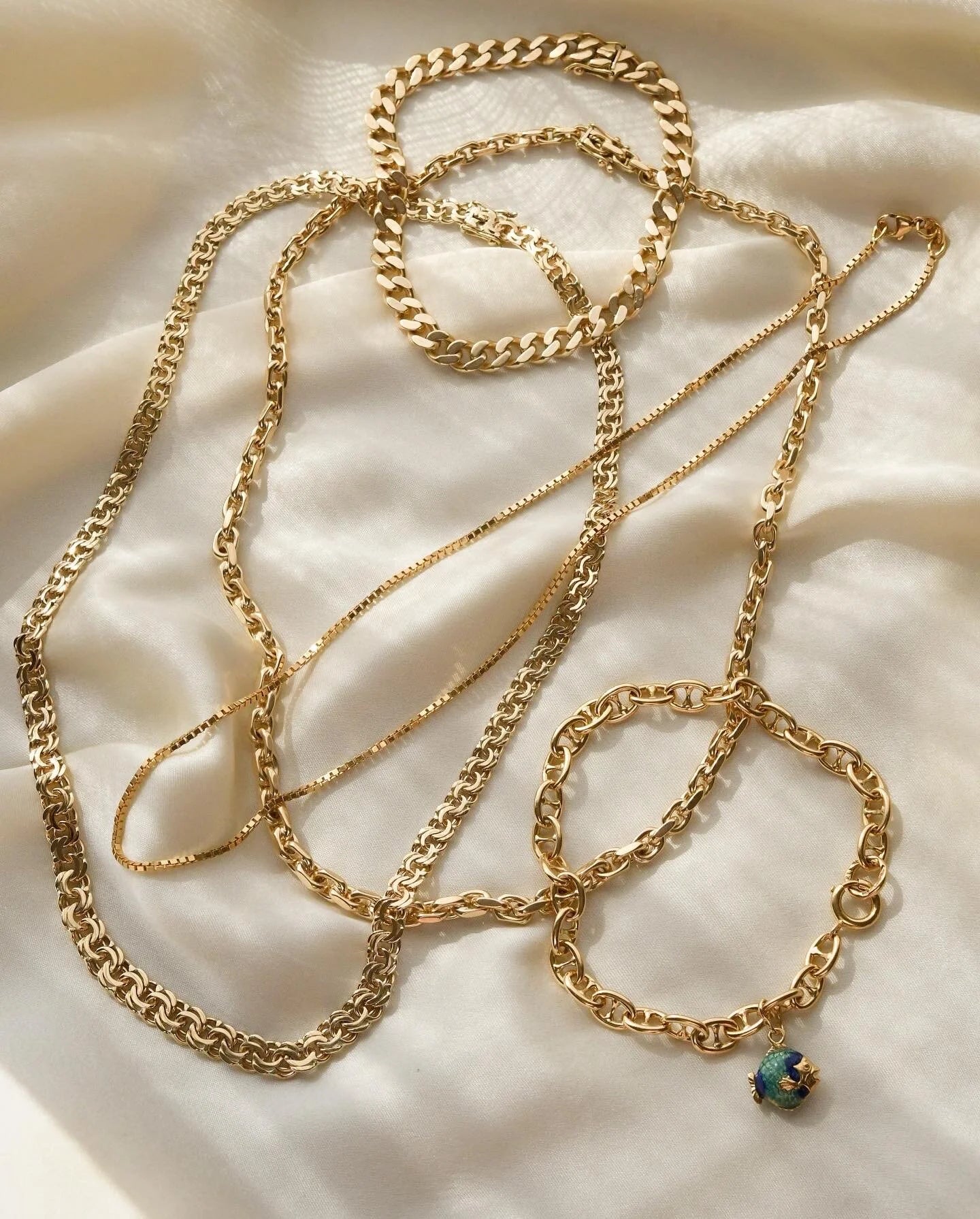 Classic Italian Rose Gold Box Link Chain 18K Gold