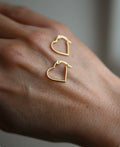 Heart Shaped Vintage Hoop Earrings 18K Gold 1970