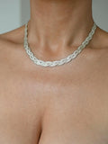 Stunning Braided Herringbone Two Sided Vintage Necklace Sterling Silver
