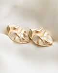 Big Danish Mid Century Organic Shaped Earrings 14K Gold 1970s