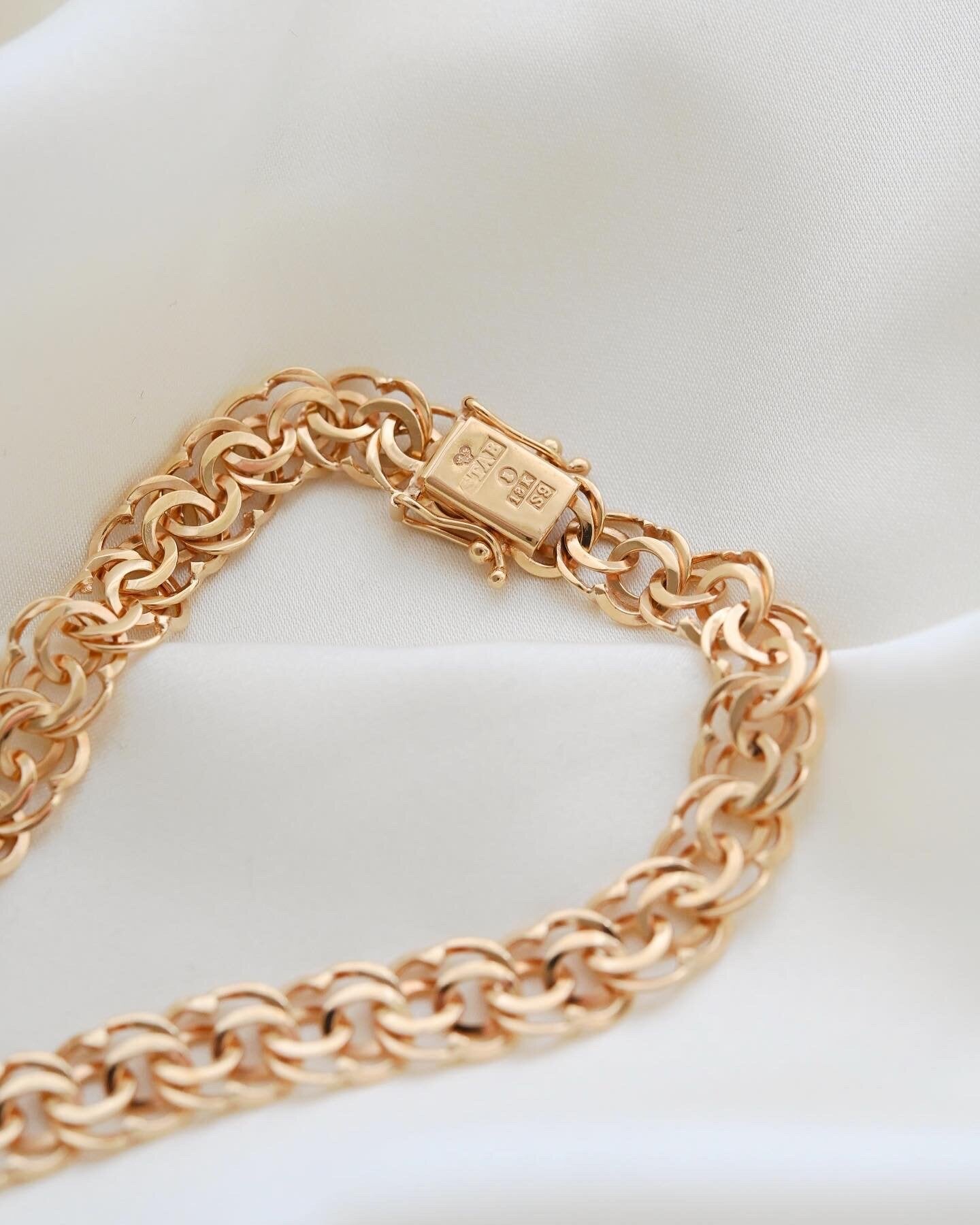 Stunning Swedish Link Bracelet Fully Hallmarked 18K Gold 1968