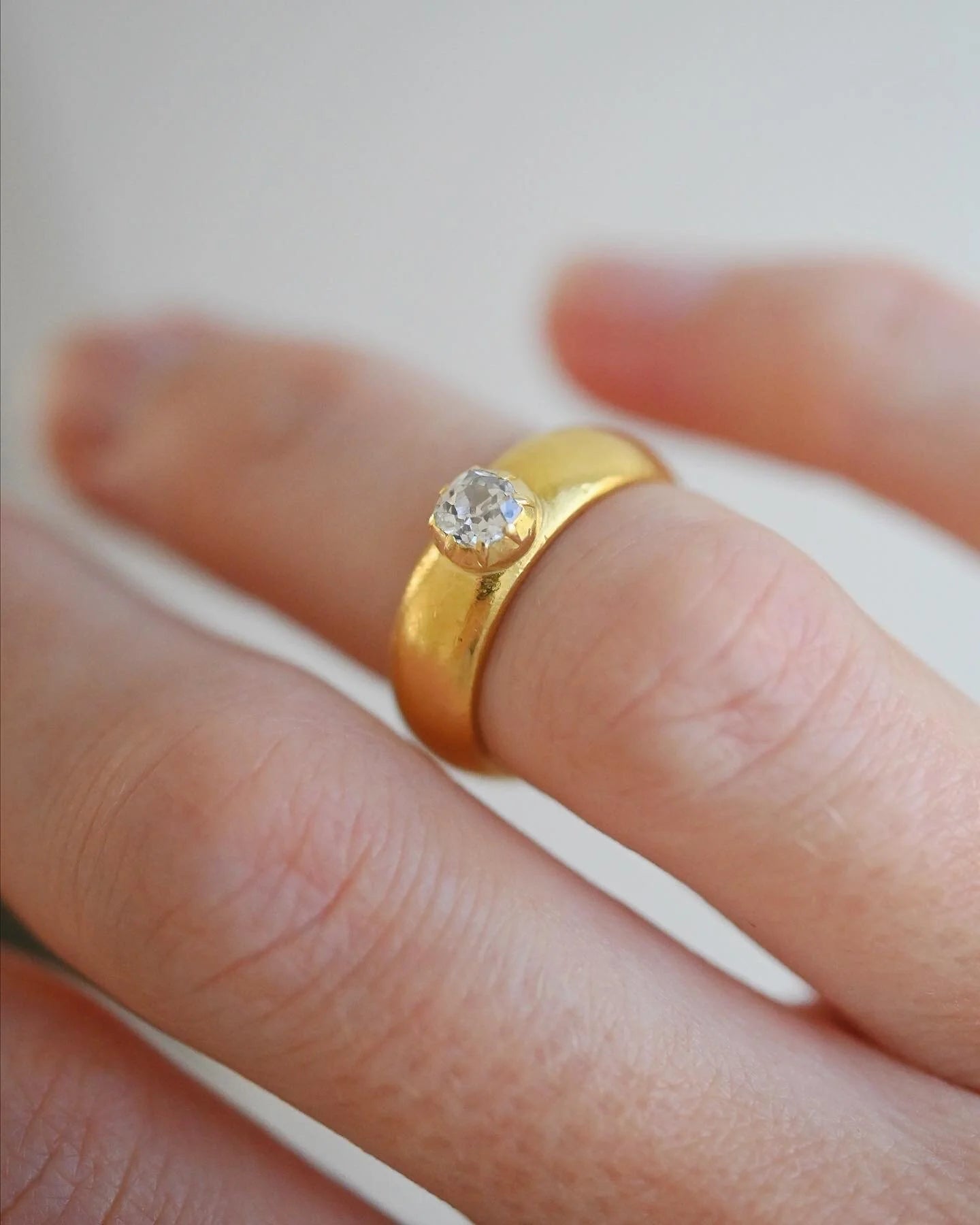 Total Dream Ring Antique W Old Cut Diamond 23K Gold 1895