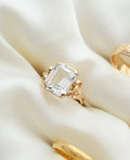 Exquisite Vintage Swedish Emerald Cut Quartz Ring 18K Gold 1955