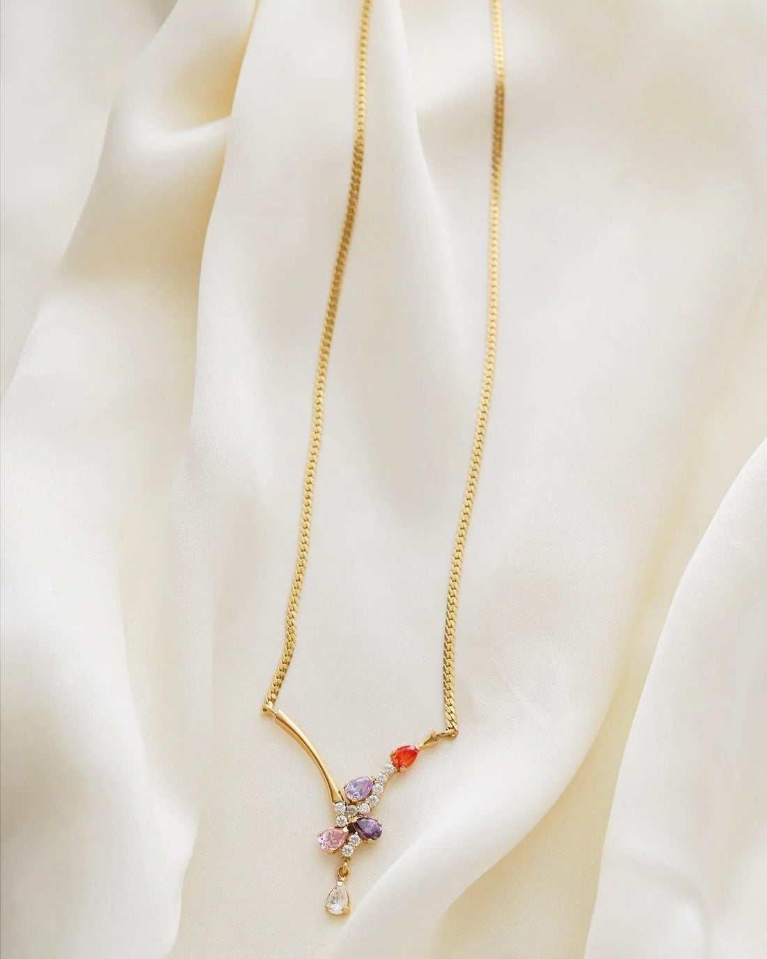 Tourmaline Candy Fixed Pendant Collier 18K Gold
