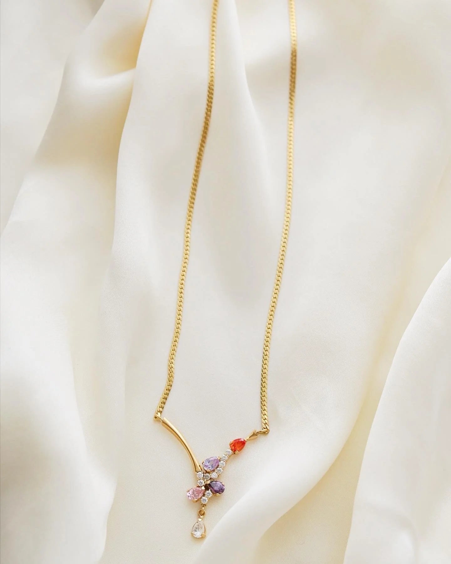Tourmaline Candy Fixed Pendant Collier 18K Gold