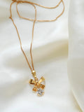 The Cutest Ribbon Pendant w Dangling Natural Quartz 18K Gold Sweden 1950s