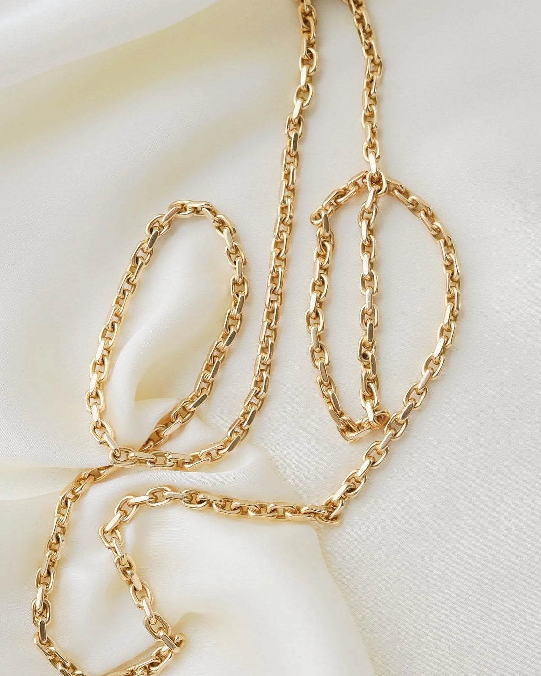 Ultra Long Danish Vintage Anchor Chain 14K Gold