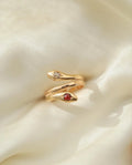 Antique Serpent Ring Garnet and Diamond 18K Gold 1923