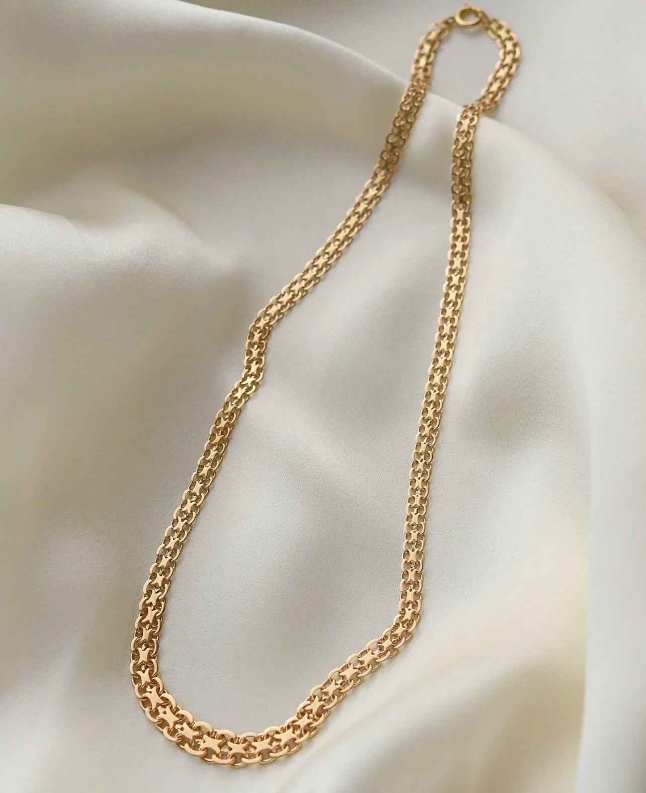 Beautiful Swedish X Link Chain 18K Gold 1960