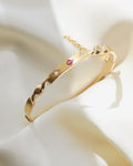 Antique Danish Bangle Diamonds x Ruby 18K Gold 1920s