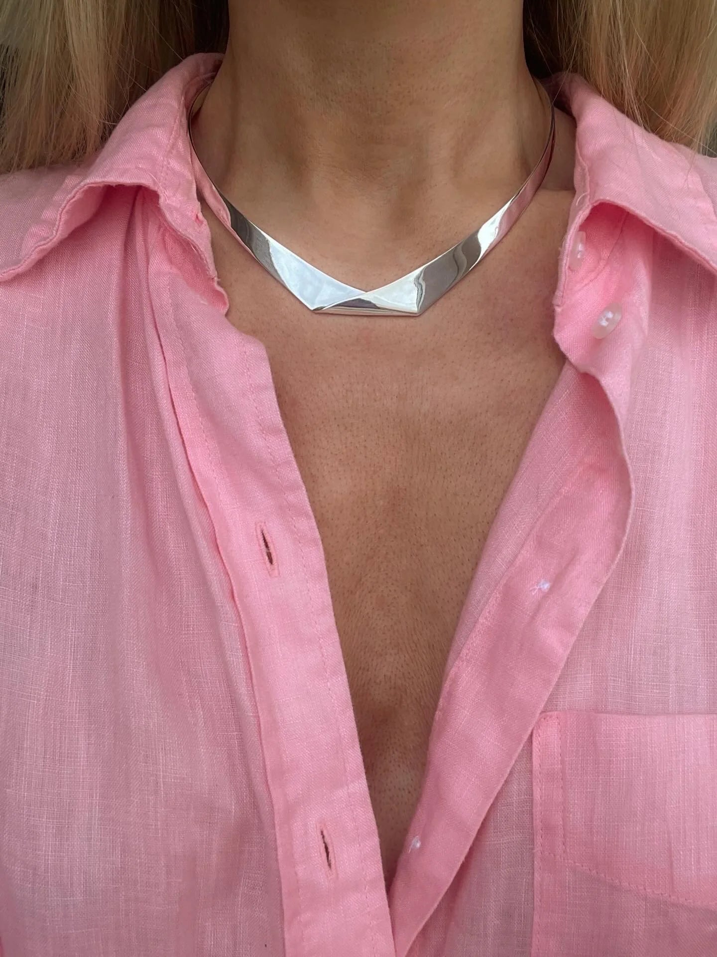 Amazing Modernist Collar Necklace Sterling Silver Late 1900s
