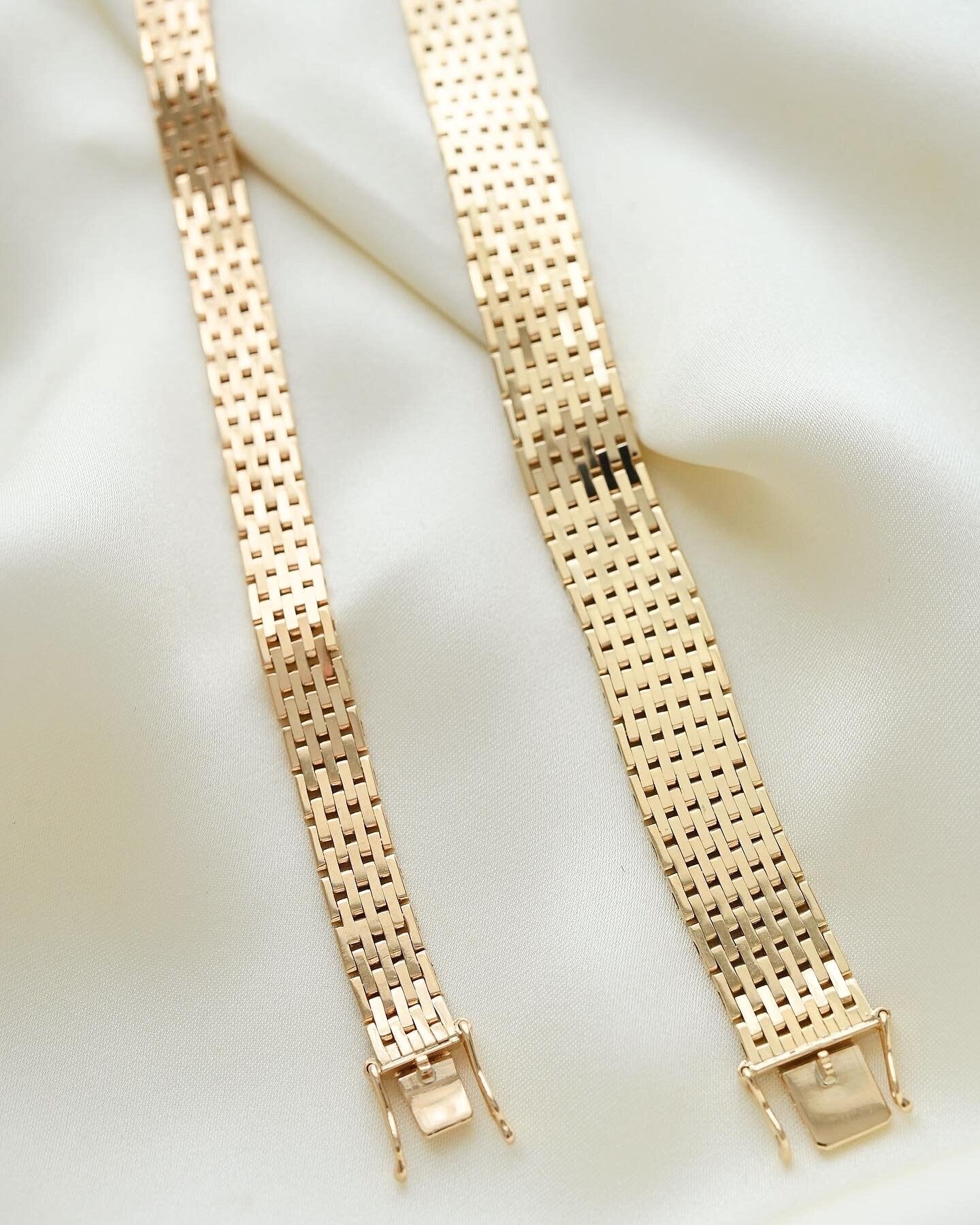 Sublime Wide Brick Link Bracelet 14K Gold