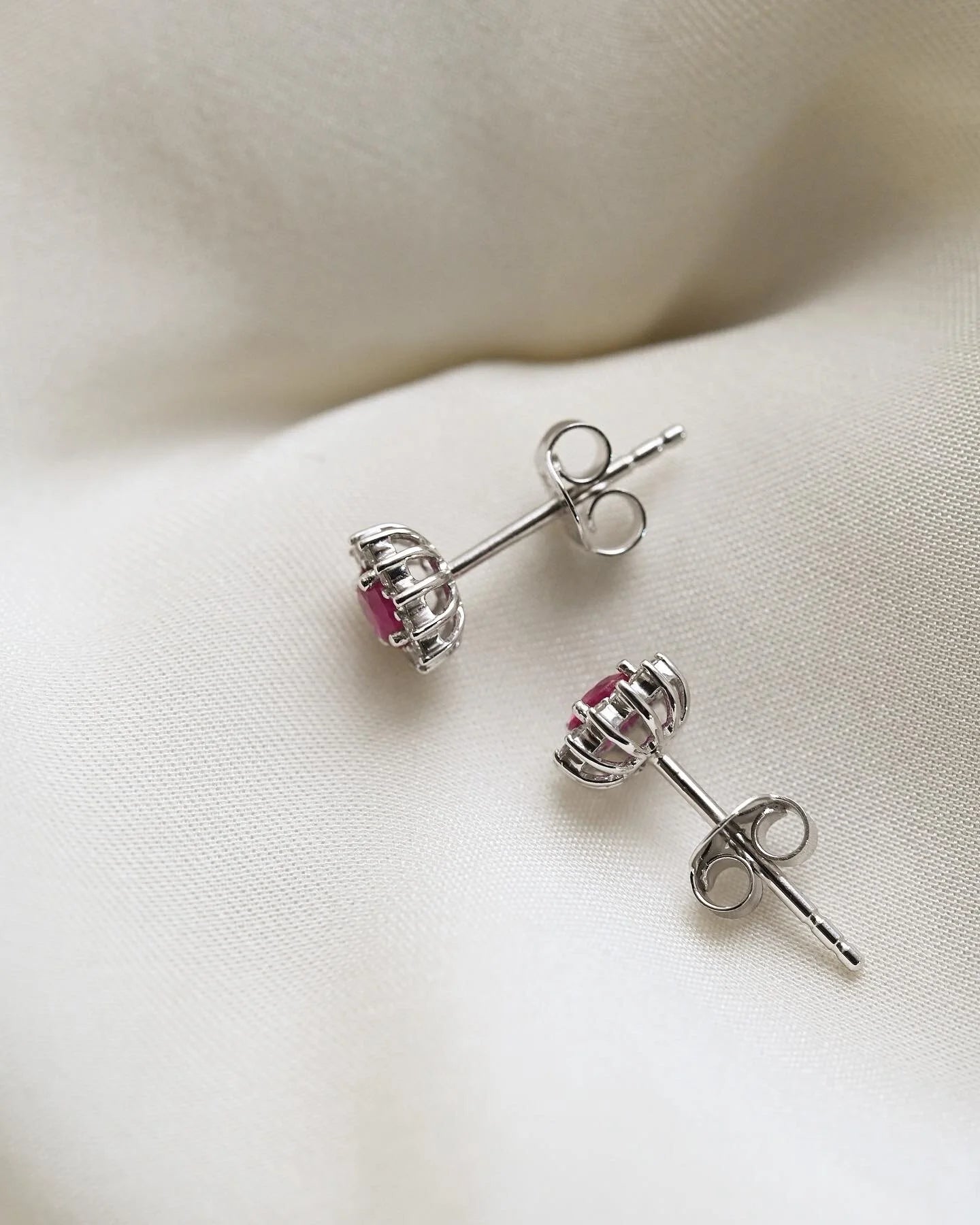 Irresistible Ruby and Diamond Earrings 18K White Gold Estate