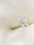 Estate Butterfly Ring 0.95 Carats VS Diamonds 18K White Gold