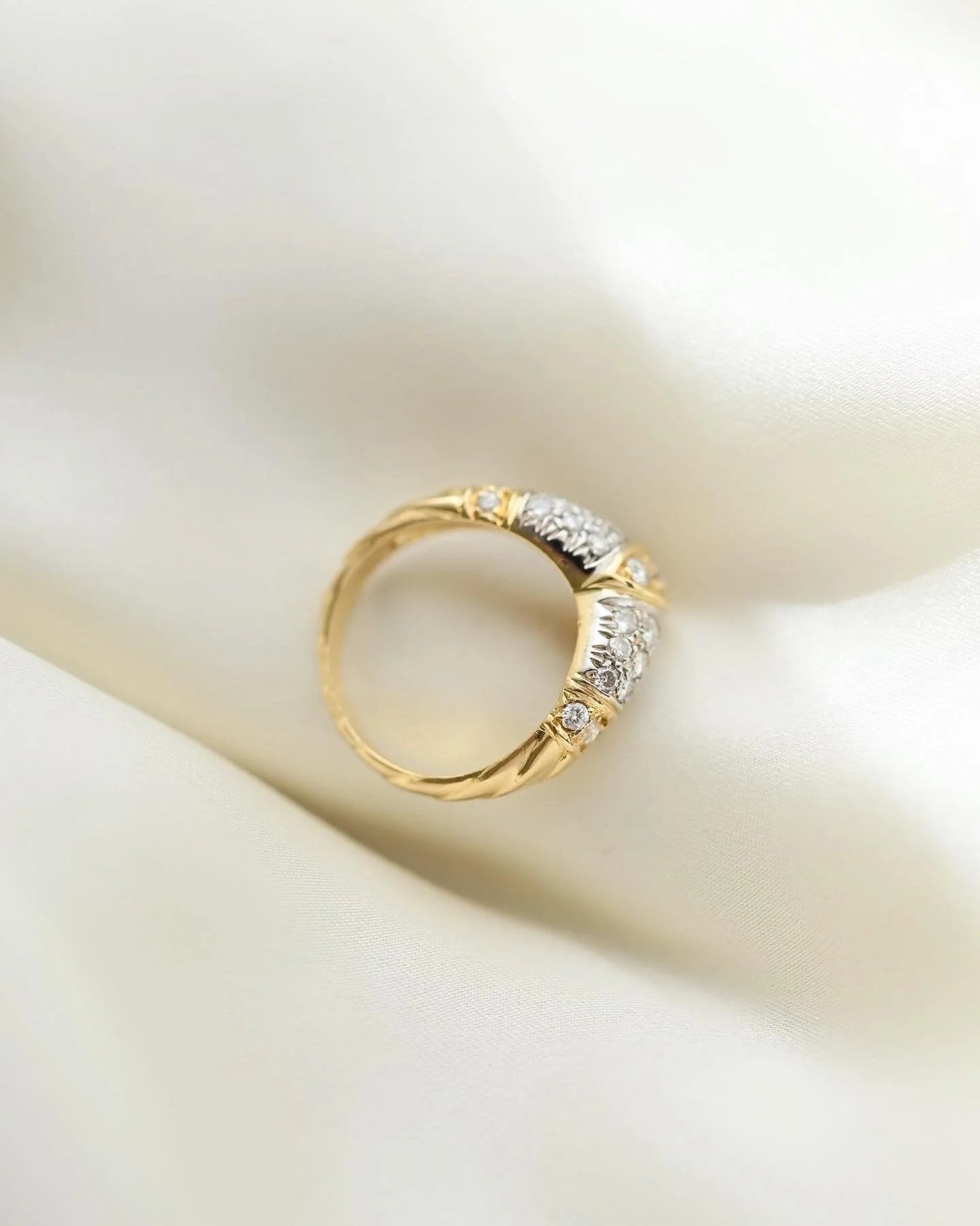 From Personal Collection 0.95 Carats 6.5 Grams Diamond Chevron Ring 18K Gold