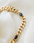 Heavy, Deluxe Midnight Blue Sapphire x 18K Gold Bracelet 1984