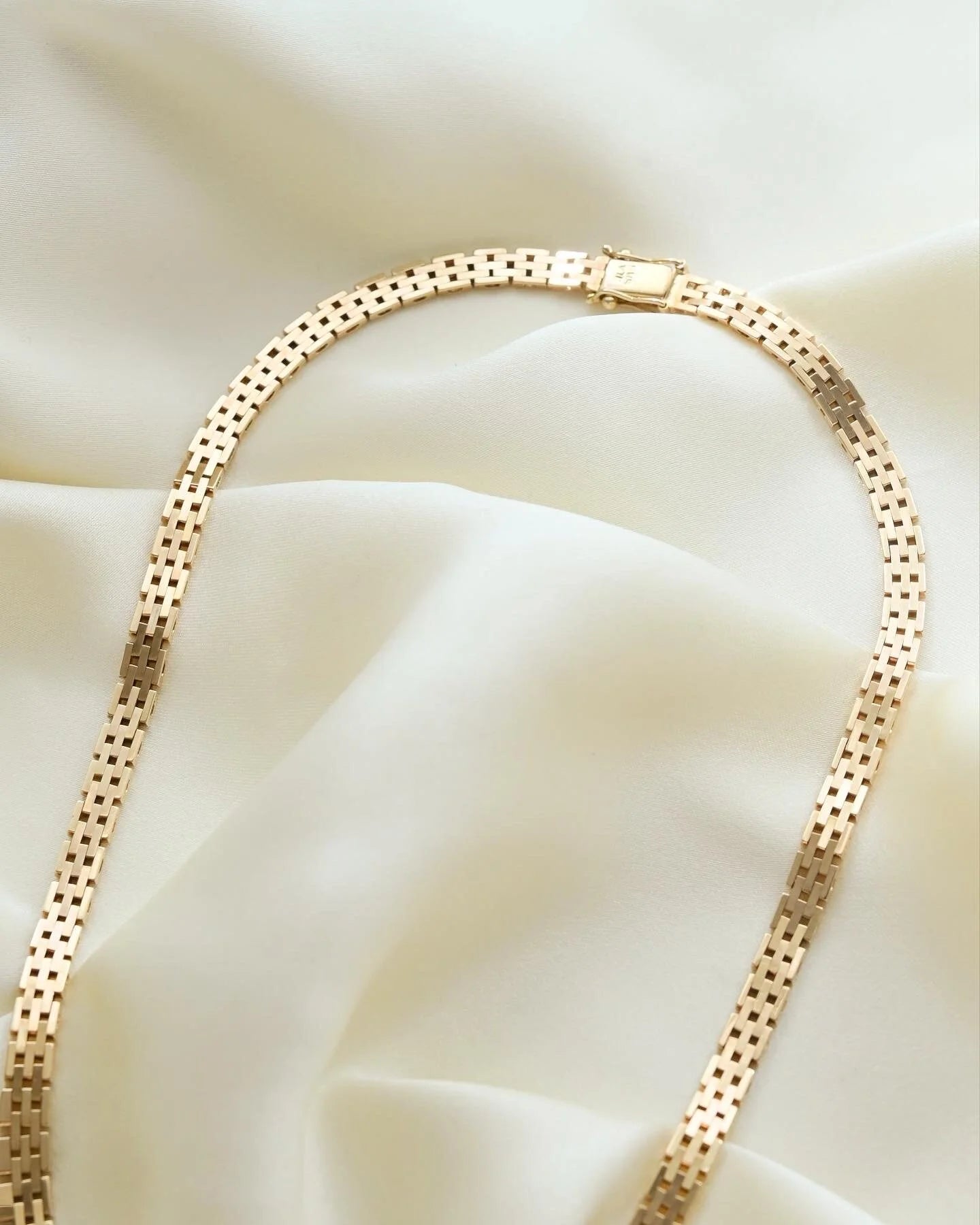 Beautiful Danish Brick Link Necklace by John Viggo Andersen 14K Gold 1960s
