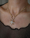 Stunning Diamond Sun Pendant 18K Gold