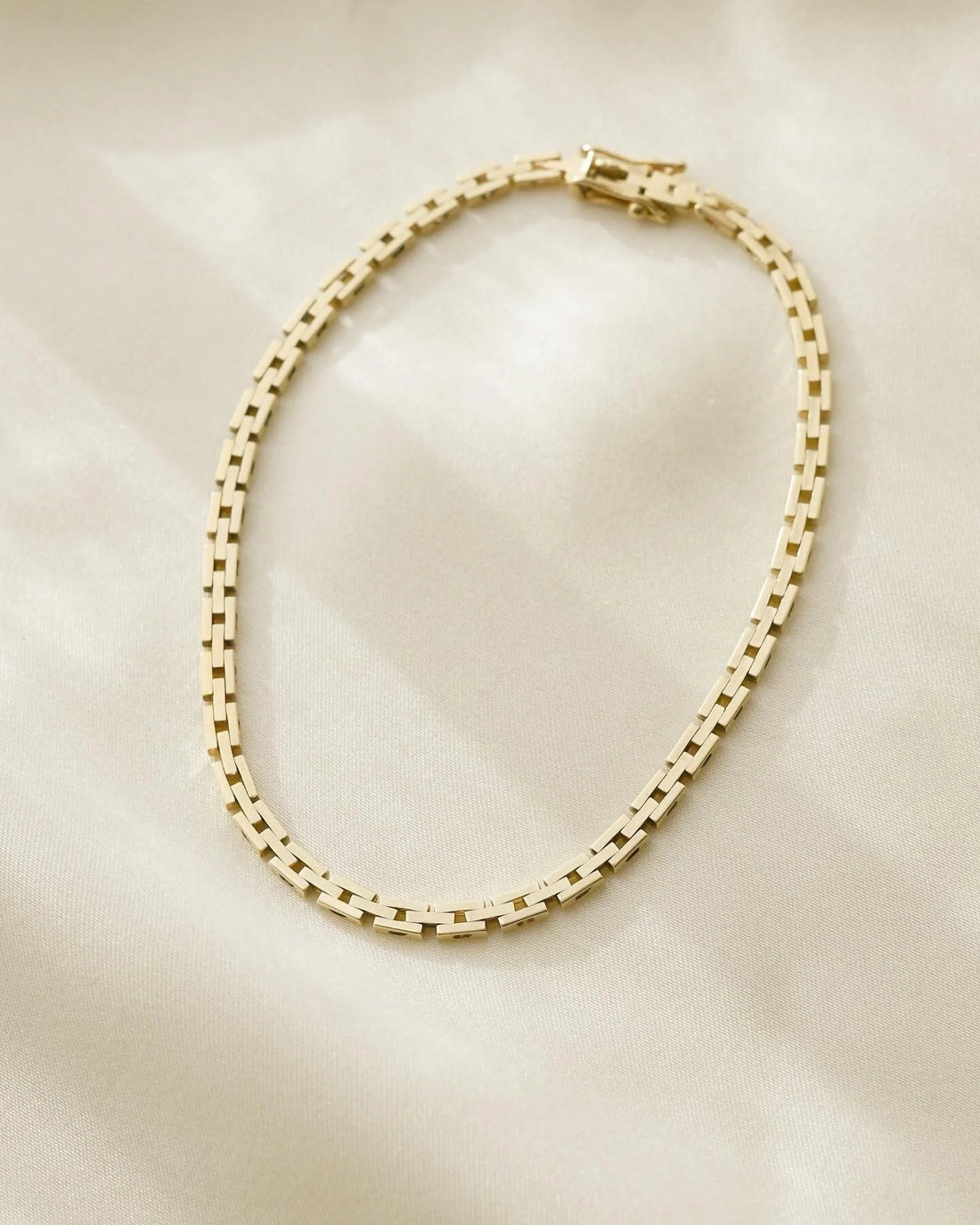 Baby Brick Link Bracelet 14K Gold 1950s