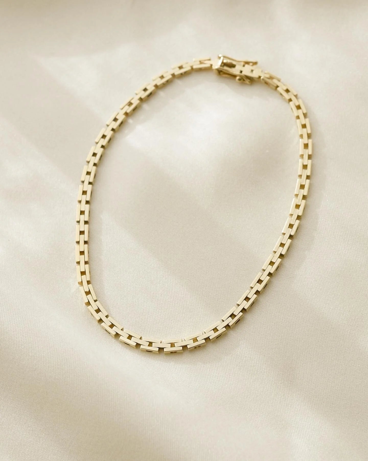 Baby Brick Link Bracelet 14K Gold 1950s