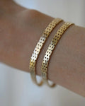 Two Rare Danish Vintage Slimmer Brick Link Bracelets 14K Gold 1960-70
