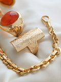 Massive Flower Shield Ring 18K Gold 1960