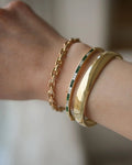 Stunning Carré Cut Emerald x Diamond Vintage Bangle 14K Gold